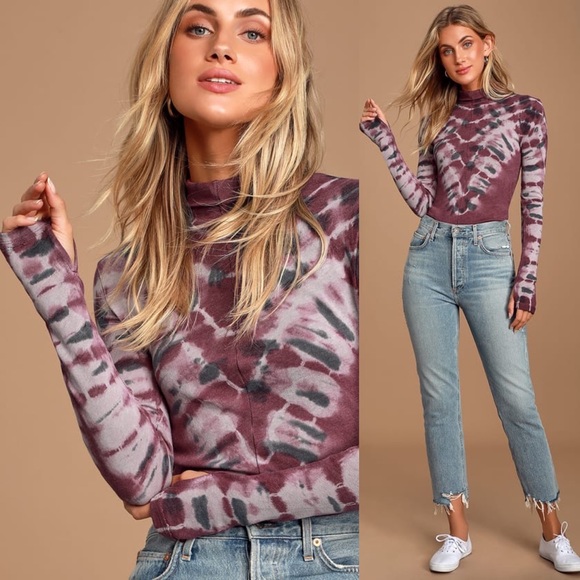 Free People Tie Dye Turtleneck Top - Picture 2 of 7